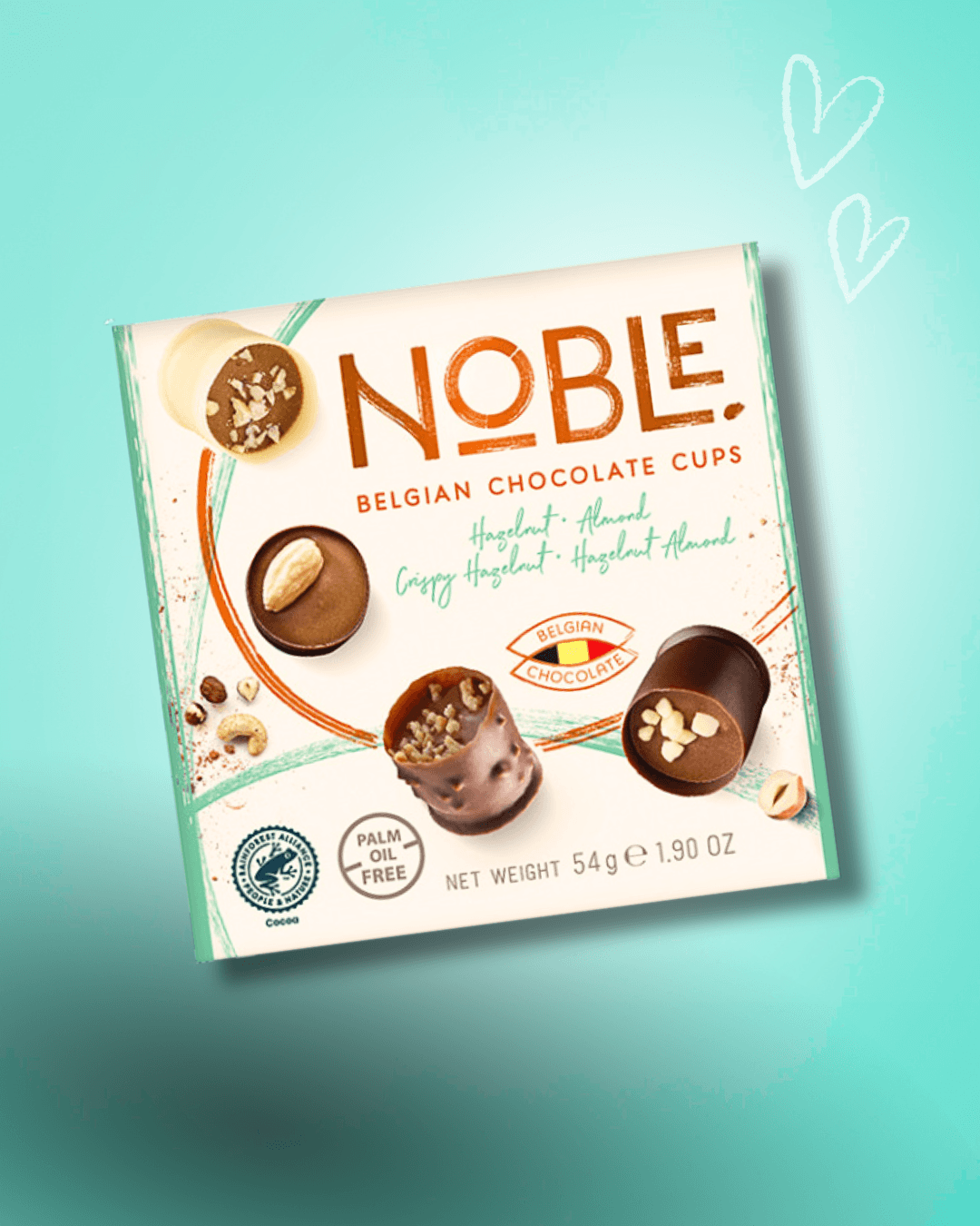 NOBLE Noisette Collection plněné čokoládové pohárky OŘÍŠKOVÉ 54g