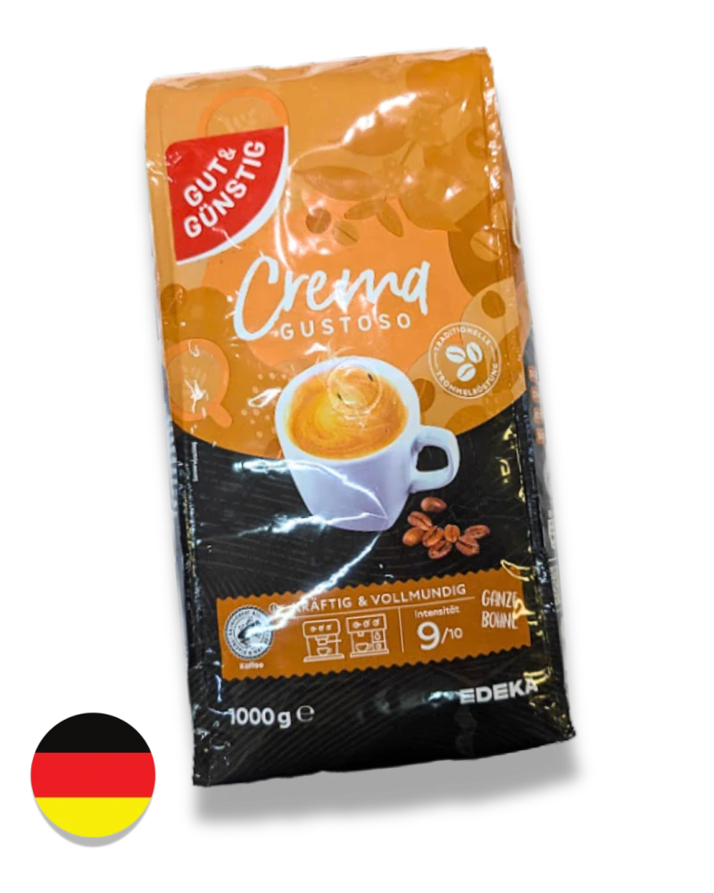 Káva EDEKA Pražená Espresso Crema GUSTOSO, 1000g, zrnková
