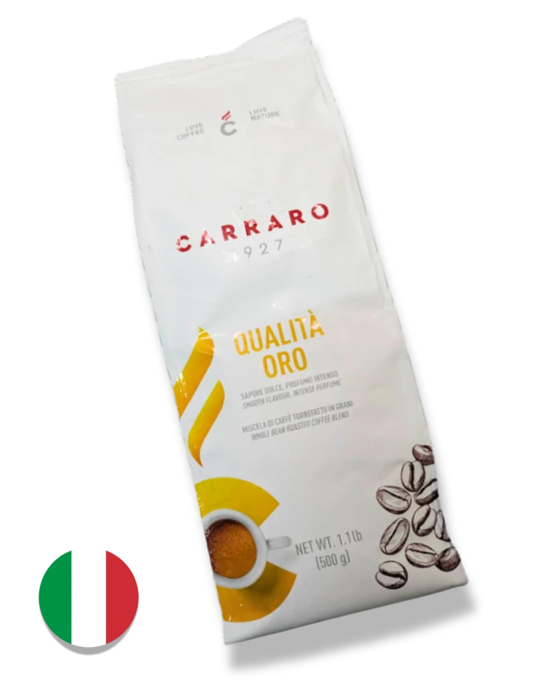 Káva CARRARO-Qualitá ORO, 500 g, zrnková, směs, sáček