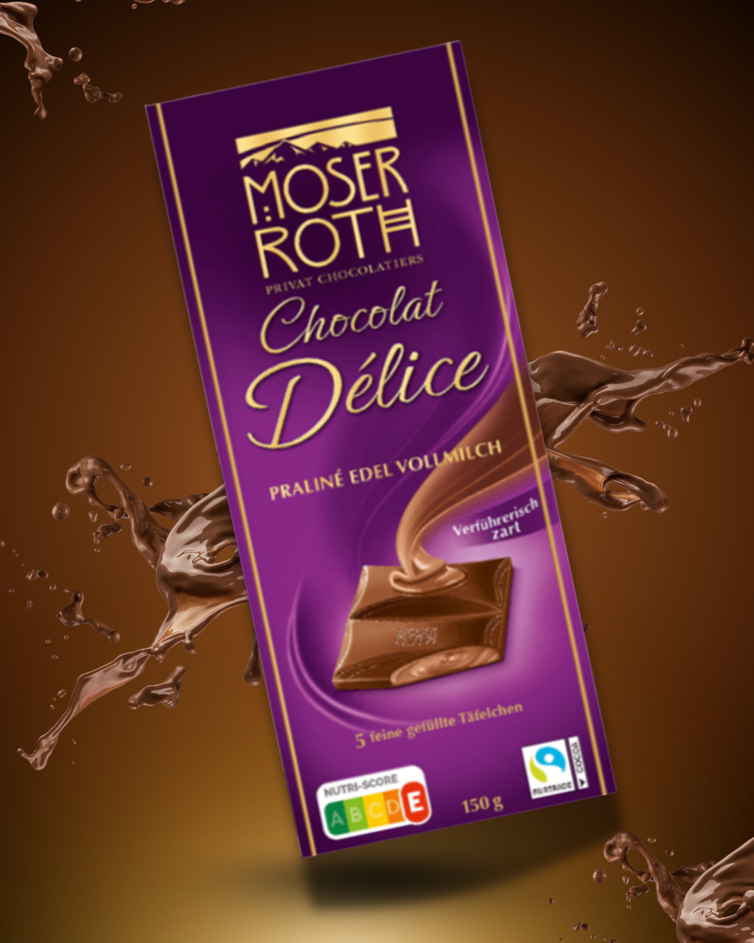 Moser Roth čokoláda DÉLICE MLÉČNÁ, 150g (fialová)