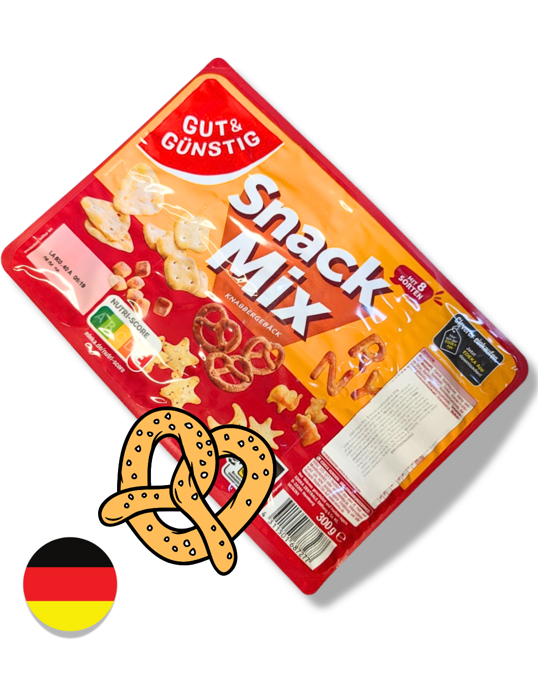 EDEKA Snack Mix – 8 druhů slaného pečiva (300 g)
