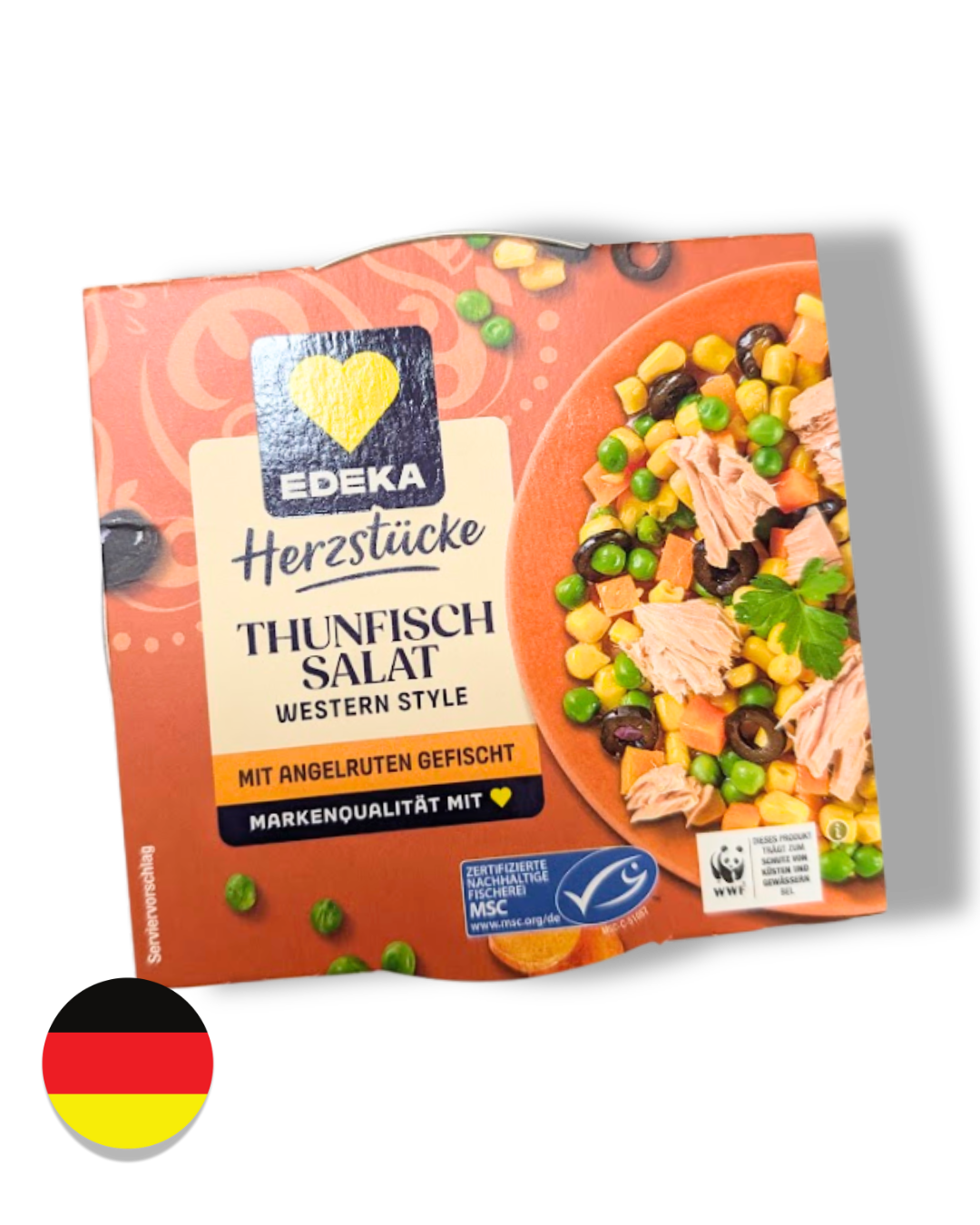 EDEKA Tuňákový salát s kukuřicí, mrkví, hráškem a černými olivami, 160 g