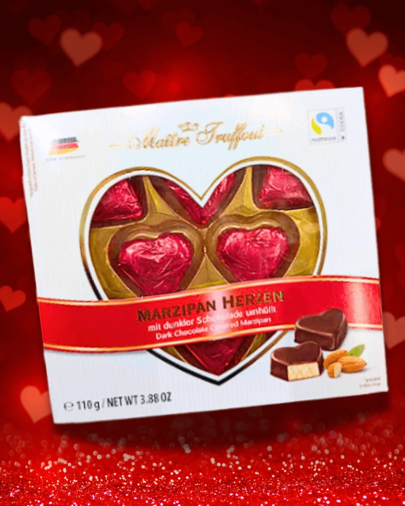 Maitre Truffout Marzipan Hearts 110g