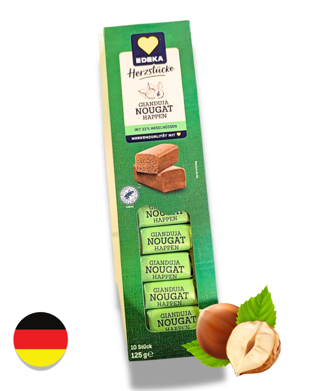 Nugátové kousky z lískových oříšků 33 %, 125g