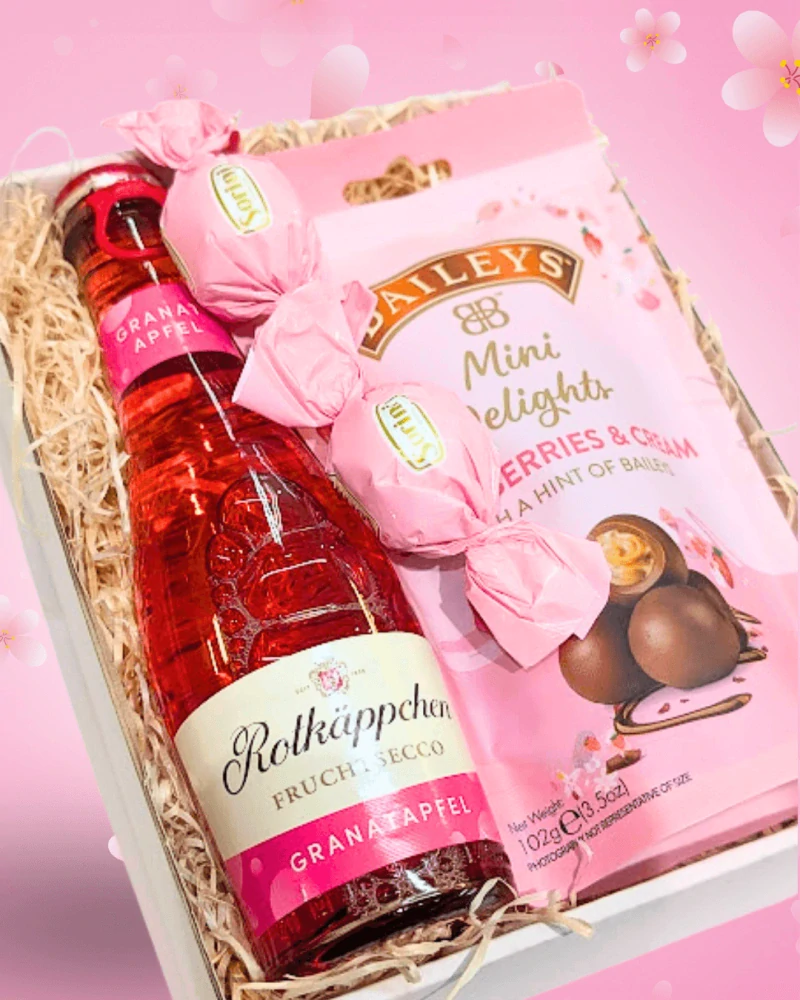Dárková krabička se sektem granátové jablko a jahodové BAILEYS