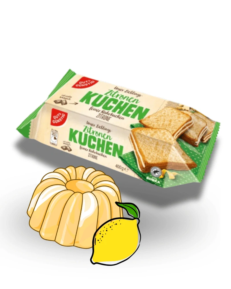 EDEKA Citrónový piškotový řez/dort s bílou polevou 400 g