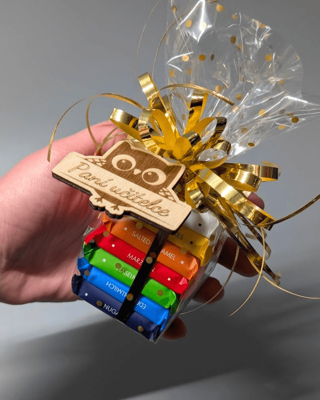 Mini dárkový balíček PANÍ UČITELCE - Ritter sport čokoládky DUHA