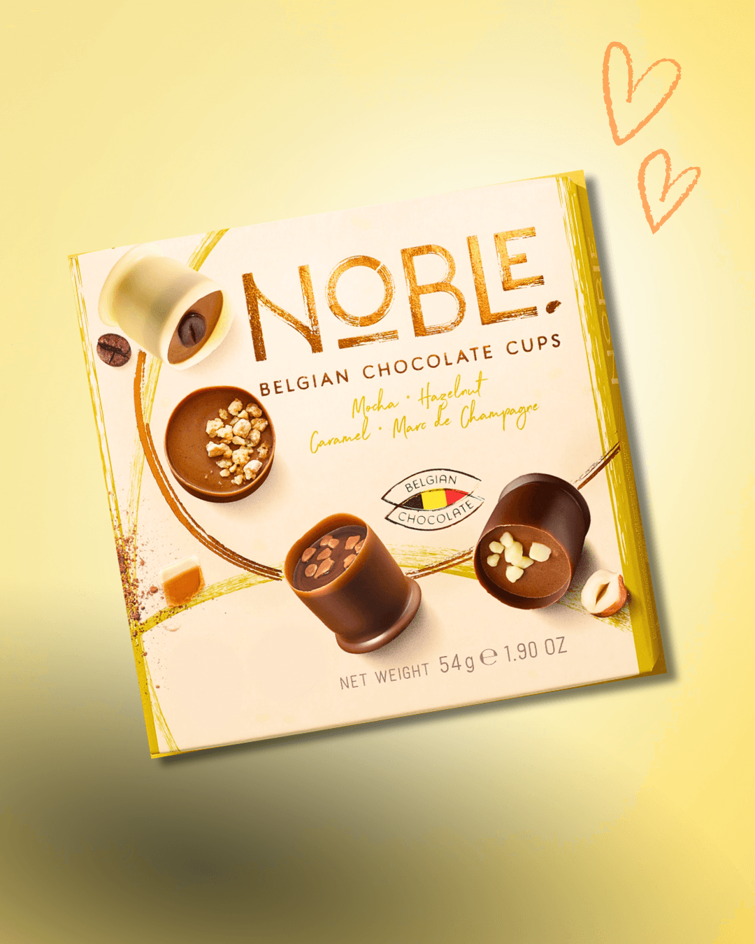NOBLE Chef´s Collectionplněné čokoládové pohárky KARAMEL, ŠAMPAŇ, MOKA 54g