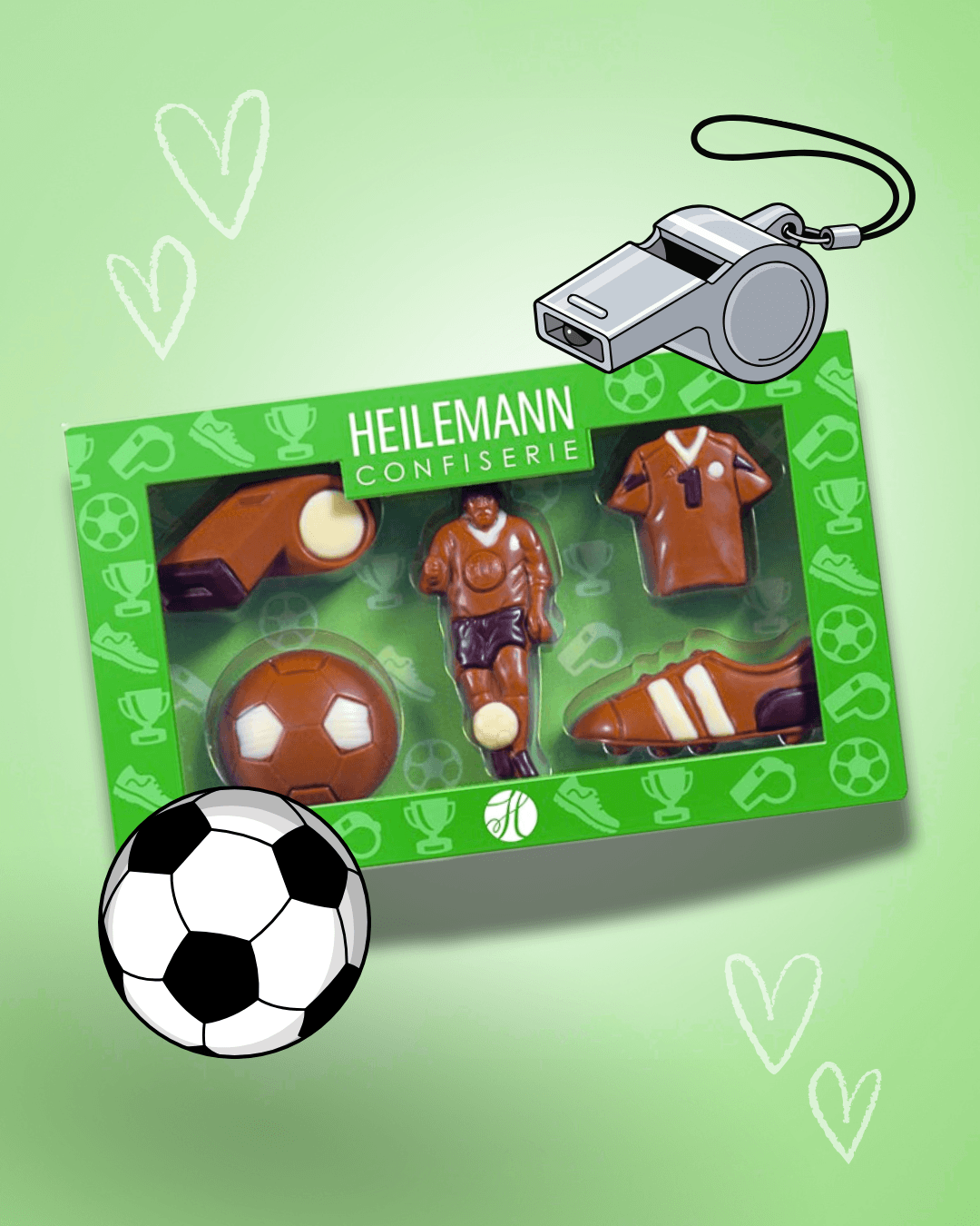 HEILEMANN Bonboniéra – Dárkový set FOTBALISTA z mléčné čokolády 100 g