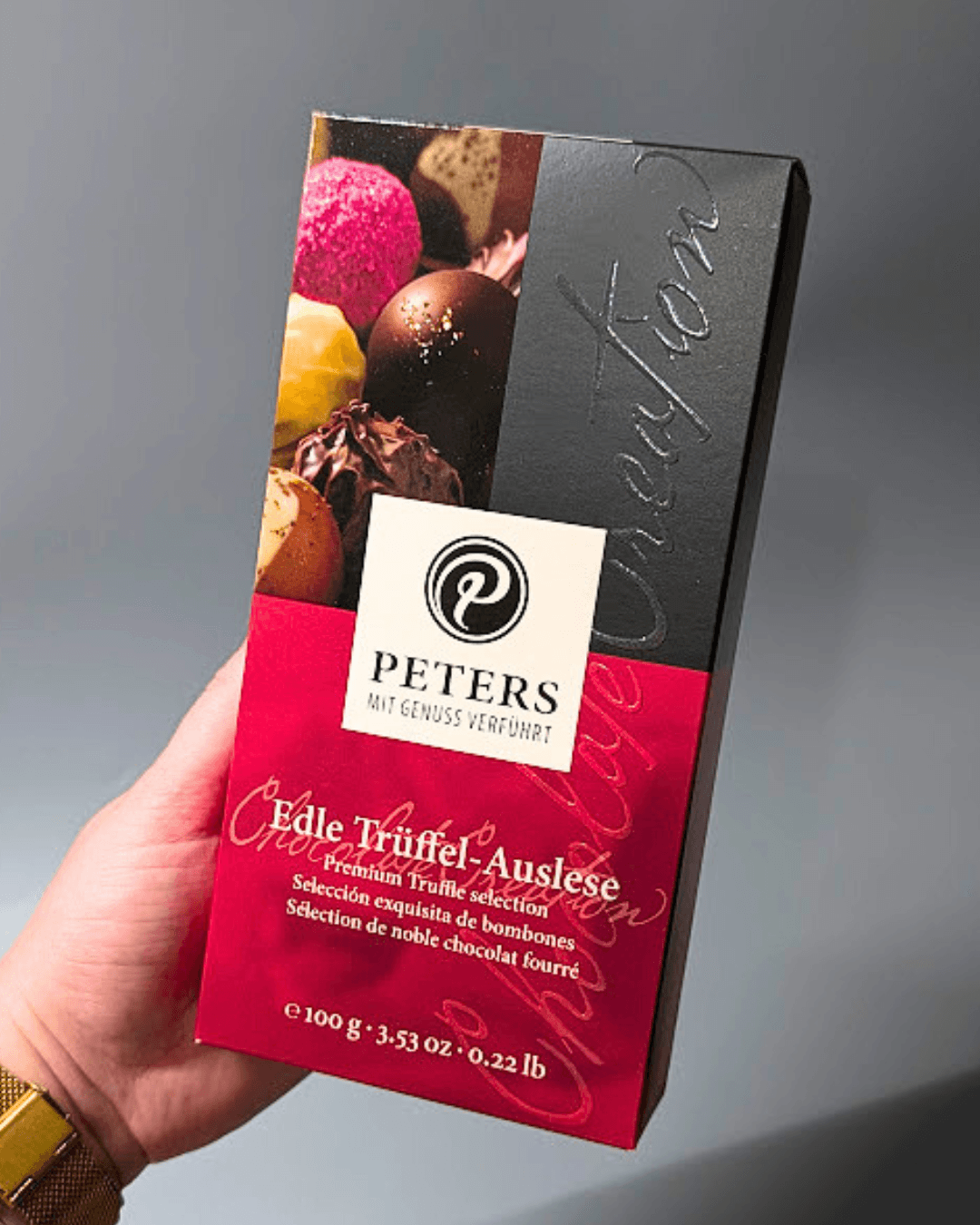 PETERS – Kolekce lanýžových pralinek 100 g S ALKOHOLEM 8 ks