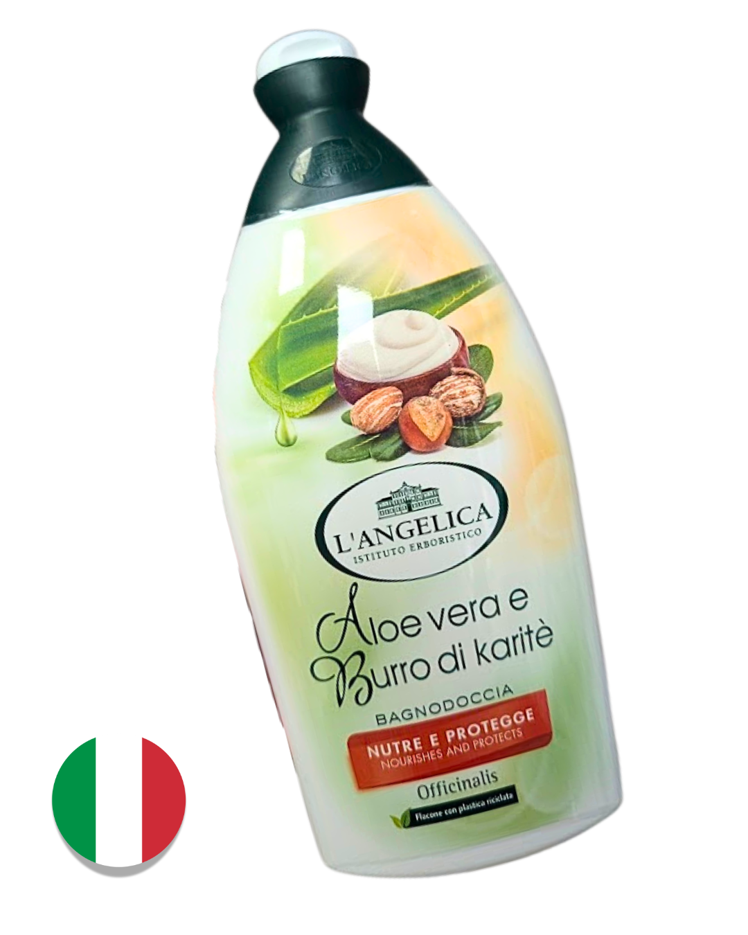 L´Angelica sprchový gel Aloe vera e Burro di karité (Aloe vera a bambucké máslo) – 500ml
