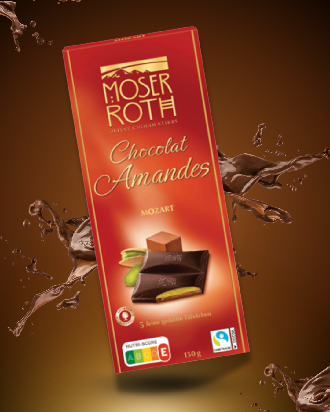 Moser Roth čokoláda AMANDES MOZART, 150 g