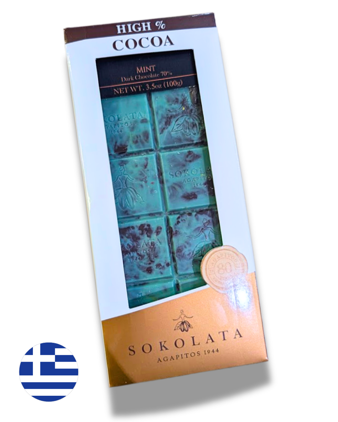 SOKOLATA AGAPITOS 1944 -70% hořká čokoláda s mátou,100 g ŘECKO