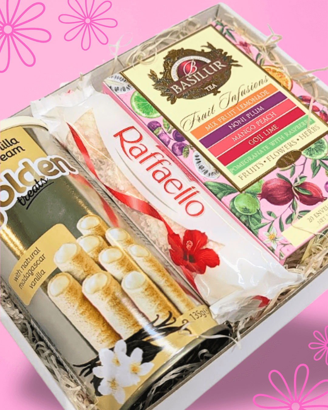 Dárková krabička MIX ČAJŮ (růžový) s Raffaelem