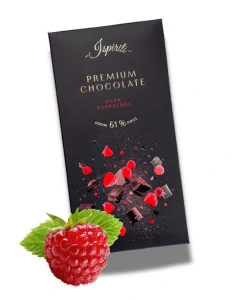 ISPIRITI Hořká čokoláda 61% s kousky malin 80g