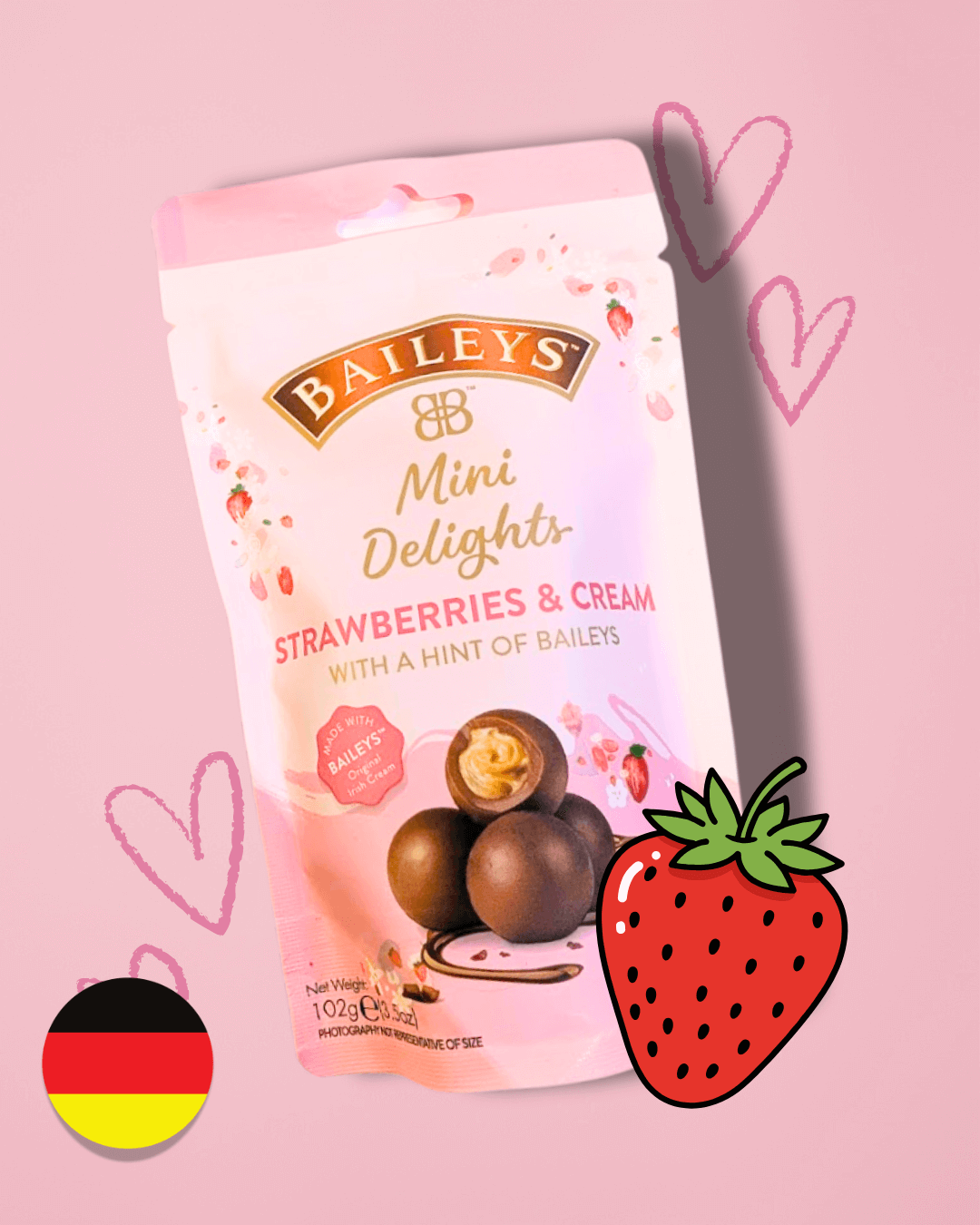 BAILEYS Strawberries & Cream Mini Delight Jahodové pralinky 102 g