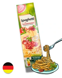 ITÁLIE - Špagety s tomatovou omáčkou a strouhaným sýrem, sada komponentů na přípravu pokrmů pro 3 osoby, 397g