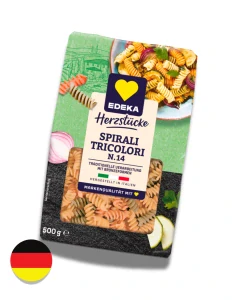 ITÁLIE - EDEKA Spirali tricolori Těstoviny z tvrdé pšenice se špenátem a rajčaty N.14, 500