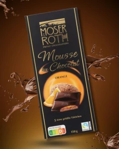 Moser Roth čokoláda MOUSSE AU CHOCOLAT ORANGE Hořká čokoláda s čokoládovou pěnou a pomerančem 150 g 
