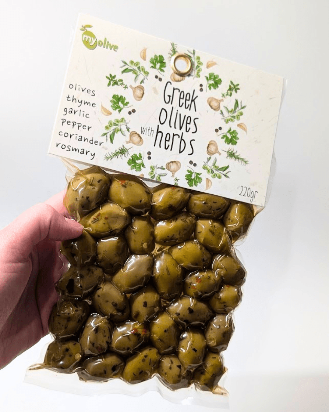 ŘECKO - Zelené olivy s bylinkami 220 g, PREMIUM CRETE