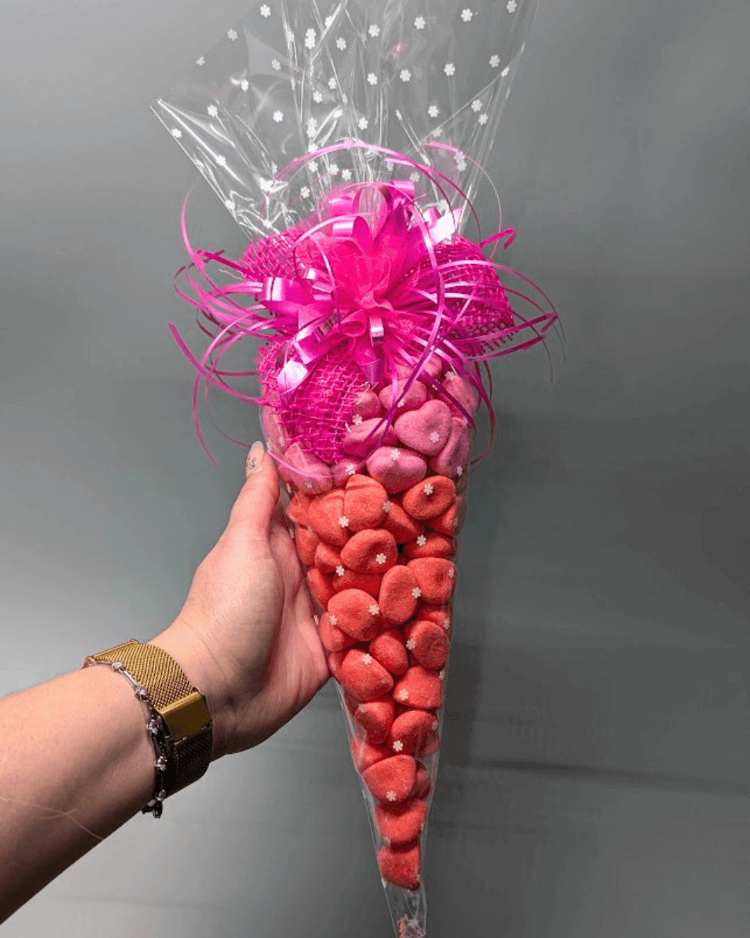 Kornout HARIBO s jahůdkou a třešní II. 335 g, růžová mašle