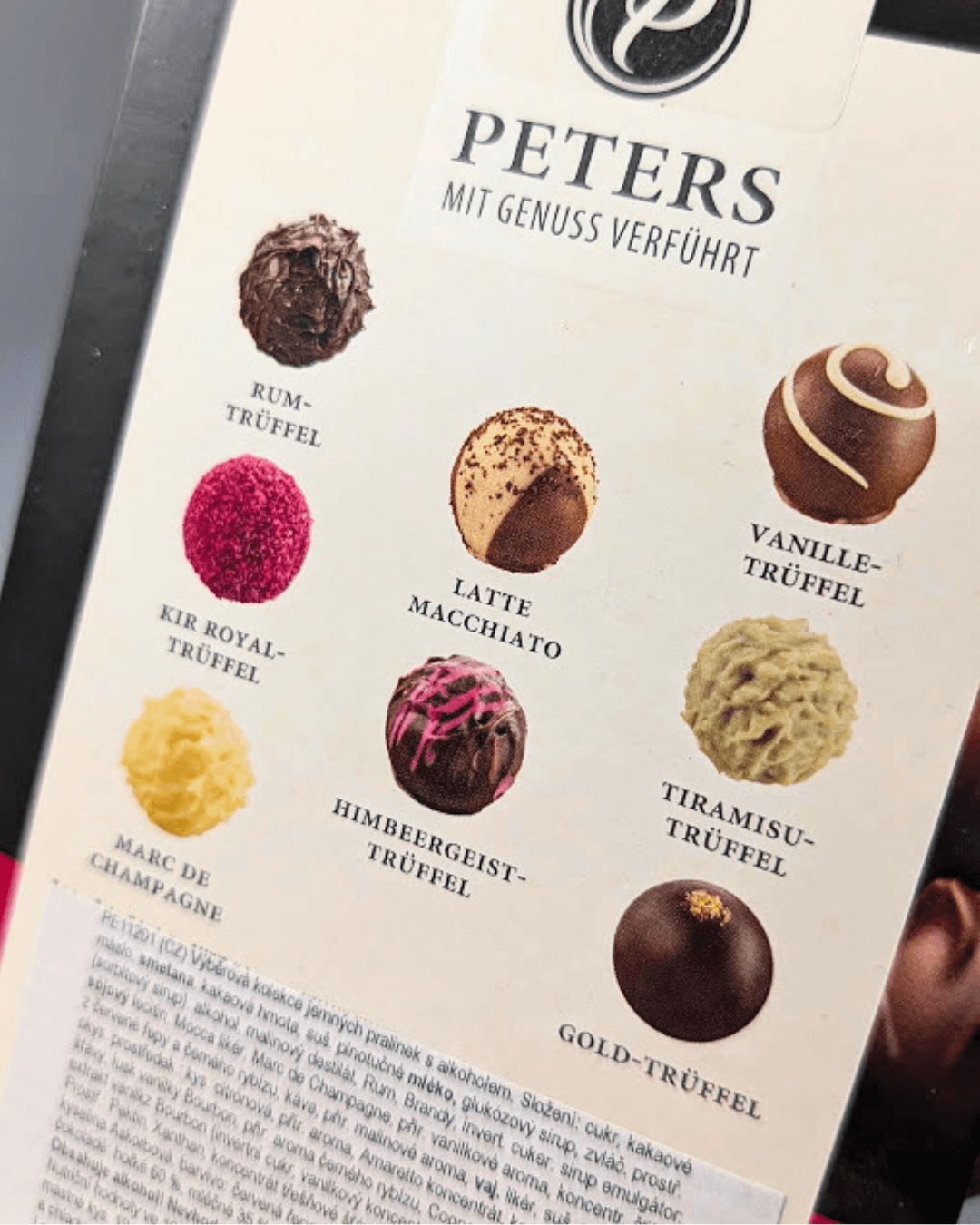 PETERS – Kolekce lanýžových pralinek 100 g S ALKOHOLEM 8 ks