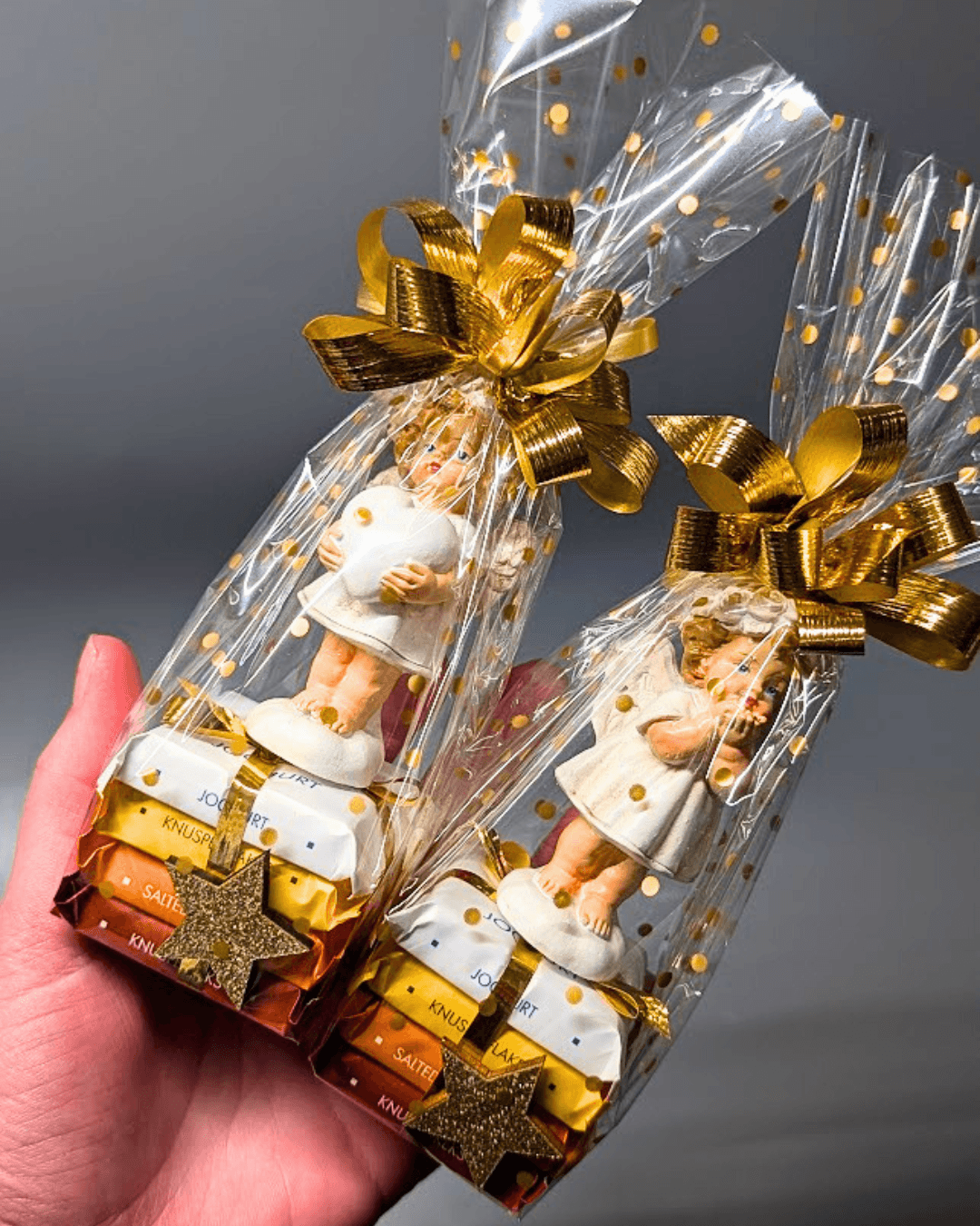 VÁNOCE-Mini dárkový balíček Ritter sport čokoládky ANDĚLKA VINTAGE SE SRDÍČKEM
