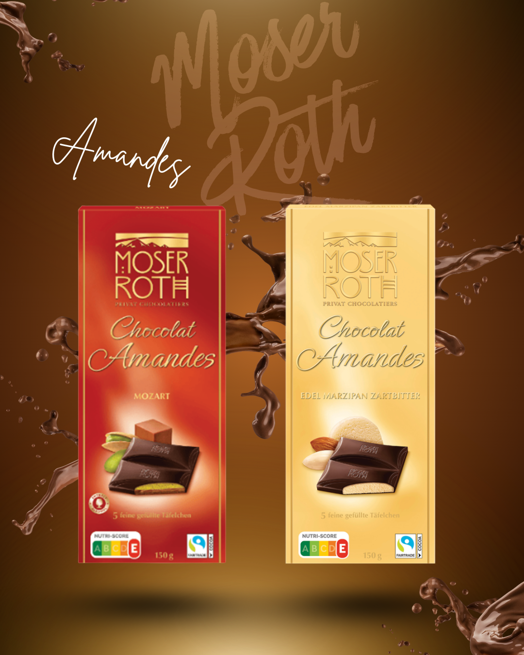 Moser Roth čokoláda AMANDES MOZART, 150 g