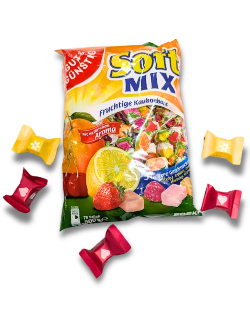 Kornout z ovocných sisinek Soft mix a čokoládkami