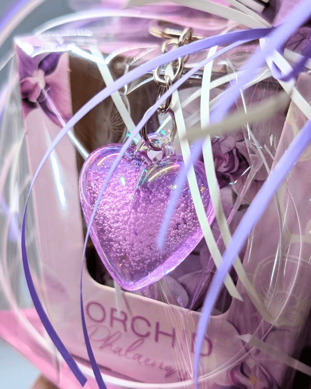 Dárkový balíček DĚKUJI PANÍ UČITELKO se svíčkou ORCHIDEJ a srdcem FIALOVÝ